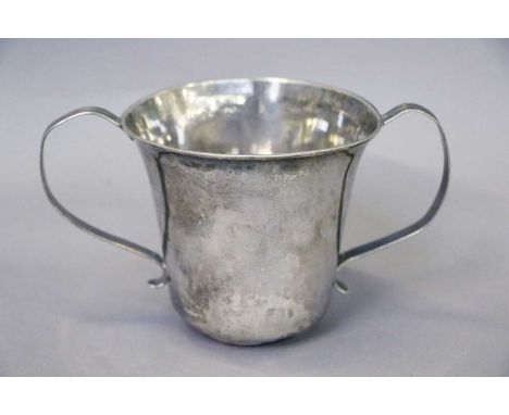 A George II Provincial Silver Porringer, Maker's Mark Worn, Probably John Langlands and John Goodrick, Newcastle, Probably 17