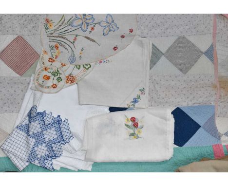 Woven Paisley Throw (a/f), small patchwork panel, assorted textiles, three modern photo frames, leather collar box, modern te