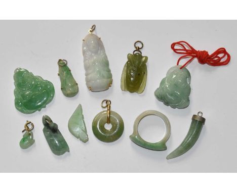 A Small Quantity of Jade and Jade Type Pendants, of varying designsGross weight 47.6 grams.