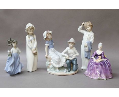 Nine Various Nao Figures, of children etc. including Disney Collection and a Royal Doulton Figure of Charlotte, HN2421 (10)