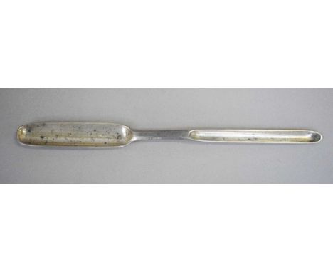 A George I Silver Marrow-Scoop, Maker's Mark Rubbed, W?, London, Possibly 1722, of typical form, the back of the larger end e