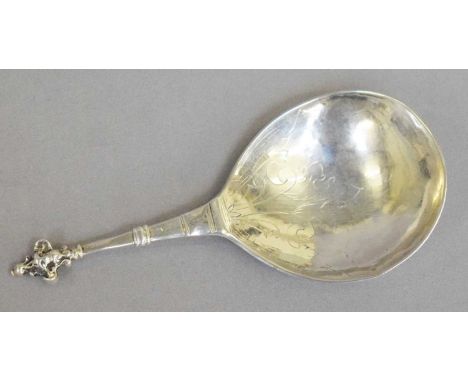 A Silver Spoon, Maker's Mark MM, Indistinct Town Mark, Probably 19th Century, in the 17th-century Scandinavian style, with a 