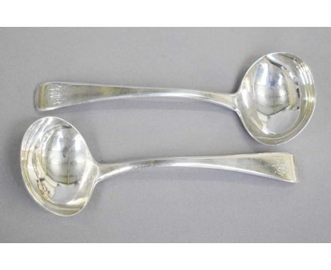 A Pair of George III Silver Sauce-Ladles, by Thomas Wilkes Barker, London, 1818,  Old English pattern, engraved with initials