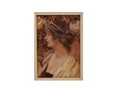 Percy Lancaster (1878-1951) oil on card, 'Portrait of a Lady in Profile', signed 'P.Lancaster' (lower left under mount), 20 c