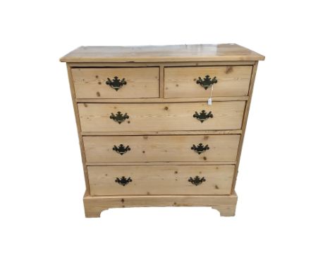 A pine chest-of-drawers, two short over three graduated long drawers, bracket feet, 97 cm wide x 46 cm deep x 98 cm high
