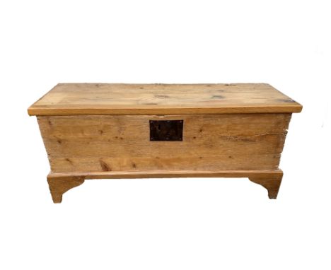 A 19th Century pine coffer, bracket feet, 118 cm wide x 41 cm deep x 51 cm high