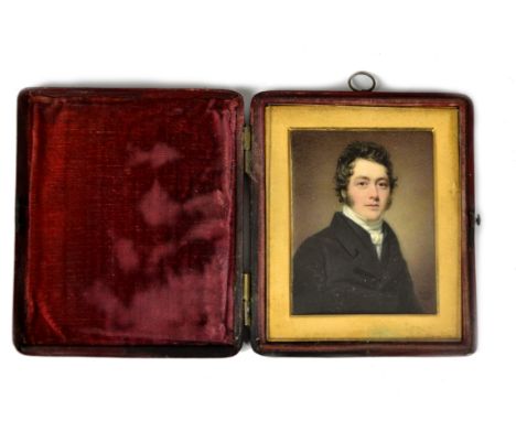 Sir William John Newton (1785-1869) miniature on ivory, 'Portrait of a Gentleman', initialled and dated 'W.I.N./1819' (lower 