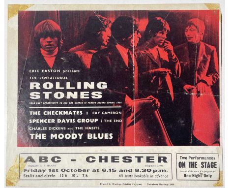 An original handbill/ticket order form advertising The Rolling Stones at ABC Chester, 1st October 1965. Measures 21.5 x 18.2c