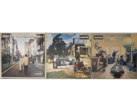 OASIS - DEFINITELY MAYBE/MORNING GLORY/BE HERE NOW - ORIGINAL UK PRESSING LPs. Listen Up Oasis fans, here's the first 3 x stu