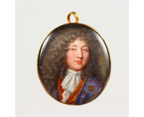 ENGLISH SCHOOL (CIRCA. 1720) Portrait of William Farmer, Lord Lempster, head and shoulders. Cut as a pendant.  Inscribed on r