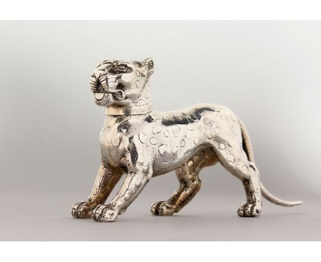 AN EDWARDIAN STERLING SILVER COMMEMORATIVE MODEL OF "THE KEMP LEOPARD", London 1902, Made by Edward Barnard and Son Ltd, form