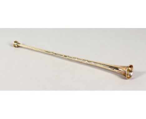A SILVER MINIATURE HUNTING HORN. London 1907.  12ins long.