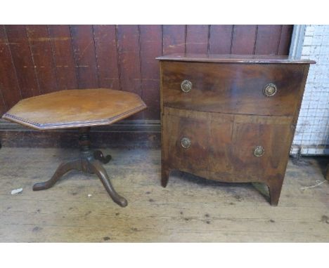 A 19th century mahogany commode, width 25ins x depth 17ins x height 27ins, together with a mahogany octagonal topped occasion