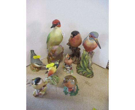 A Royal Worcester woodpecker model, and various other marked and unmarked Royal Worcester birds
