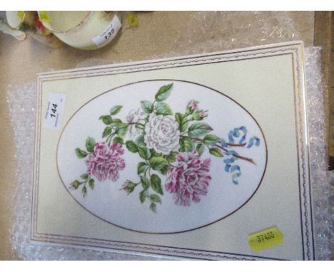 Five Royal Worcester plaques, decorated with flowers, (four unmarked)