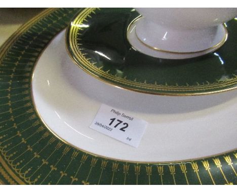 A Spode part service, decorated in green and gilts