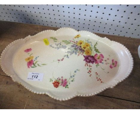 A Royal Worcester blush ivory tray, decorated with flowers