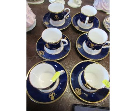Six Royal Worcester Royal Collection coffee cups and saucers