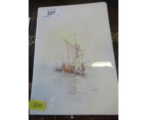 A Royal Worcester porcelain plaque, decorated with a marine scene, signed