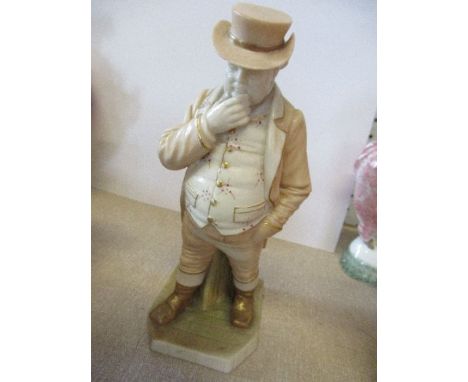Royal Worcester blushed ivory figure of John Bull, height 6.5ins - Small chip to hat and minor rubbing to gilding