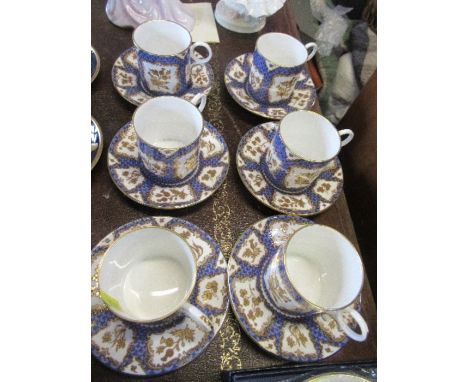 Six Royal Worcester Royal Collection, George II pattern, coffee cups and saucers