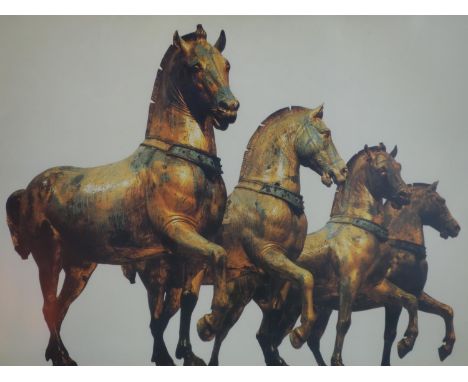 A lithograph of four horses, in gilt frame, 43 x 60cm 