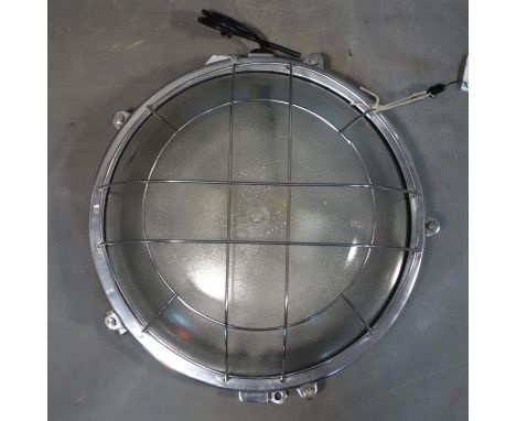 A vintage chrome bulkhead "turtle" wall light, D.42cm 