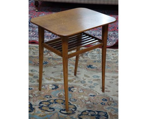 A mid 20th century light oak lamp table, H.61 W.54 D.41cm 