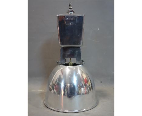 A vintage industrial chrome ceiling light by "Holophane Prismpack", H.68 D.40cm 