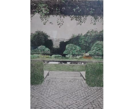 Clive Vosper (Contemporary British), 'View Towards Snowdonia 1, Canal Terrace, Bodnant', Limited edition Lithograph (130/150)