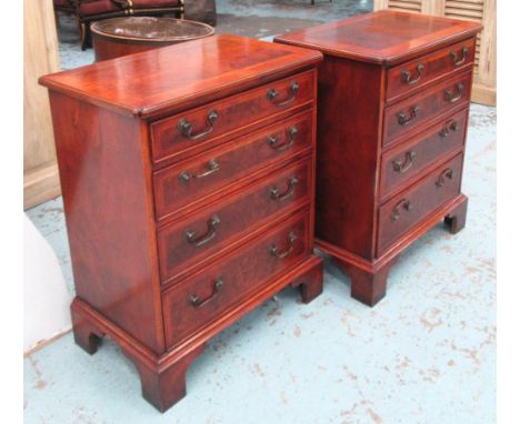 BEDSIDE CHESTS, a pair, with four drawers on bracket supports, 61cm x 38cm x 75cm H. (2)