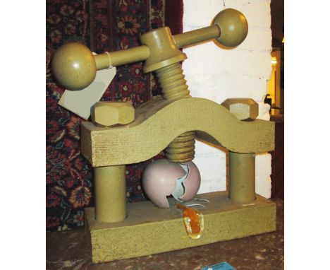 D COOKSON (1975), egg press ceramic sculpture, 43cm H.