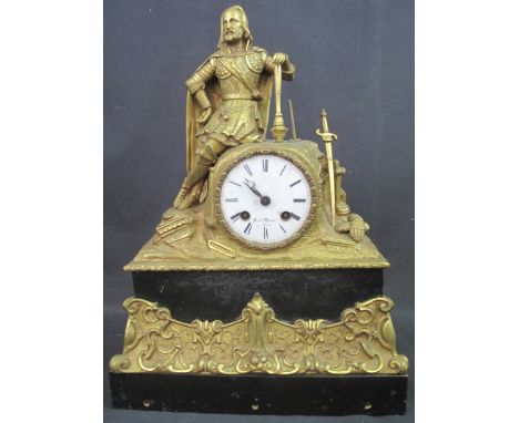 19TH CENTURY FRENCH ORMOLU MANTEL CLOCK, the face marked: Marc of Paris, and the naturalistically decorated drum head clock s