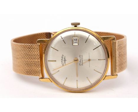Gent's third quarter of the 20th century Rotary gold plated and stainless steel backed wrist watch with calendar 17-jewel Inc