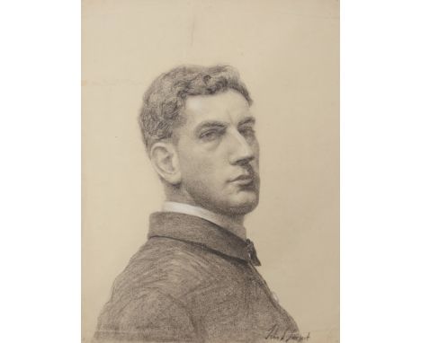 John Seymour Lucas (1849-1923) and John Singer Sargent (1856-1925)  Head and shoulders portrait of a gent  charcoal drawing, 