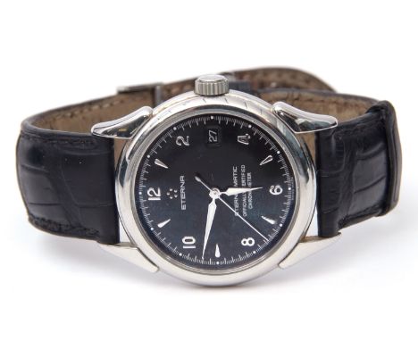 Gent's first quarter of 21st century stainless steel cased Eternamatic chronometer with silvered and white hands to a black d