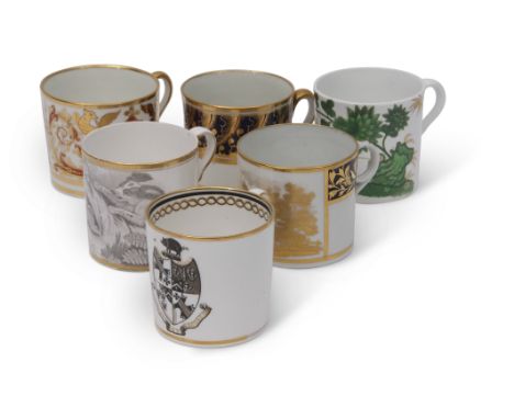 Collection of six late 18th century English porcelain coffee cans including Spode and Coalport examples, including one coffee