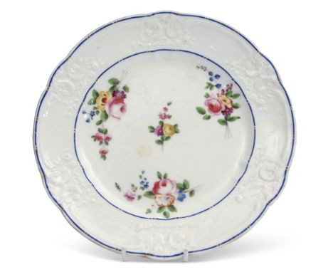 Fine Nantgarw porcelain plate decorated in Sevres style, factory mark indistinctly impressed to base, 25cm diam