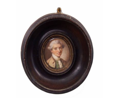18th century oil miniature, head and shoulders portrait of James Fenwick (died 1777 at the age of 27) (see verso for further 