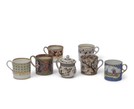 Group of six late 18th/early 19th century English porcelain coffee cans including a Wedgwood example with a chinoiserie desig