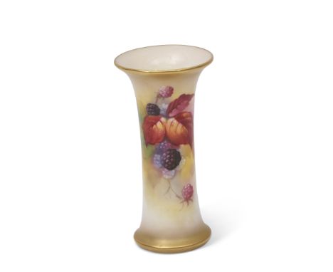 Royal Worcester vase, shape G923, painted with blackberries and foliage, signed K Blake, 12cm high