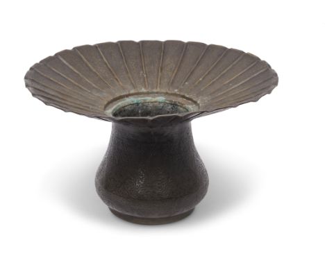 Islamic Arabic heavily engraved brass basin decorated with intricate hand chased engraved Islamic designs, 47cm diam