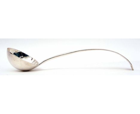 Late Victorian heavy soup ladle in Old English pattern with circular bowl, London 1898 by Joshua Williams &amp; Co (George M 