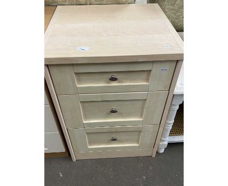 Light wood finish three drawer bedside chest