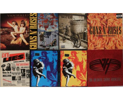 GUNS N' ROSES/VAN HALEN - LPs. Monstrous collection of 16 x LPs to melt your eardrums! Guns N' Roses (x6) LPs are "The Spaghe