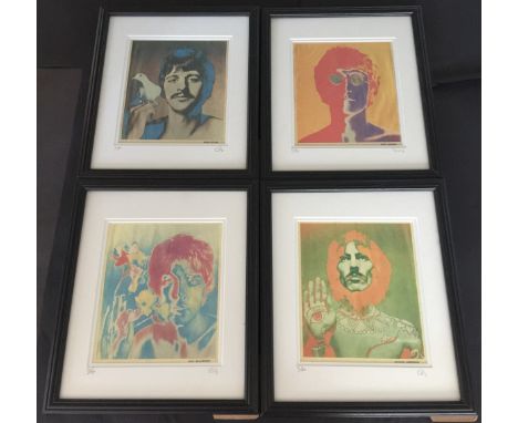 AVEDON BEATLES PORTRAITS NUMBERED. Four framed 6.5 x 7.5" prints of the famous Richard Avedon portraits, frames measures 11x1