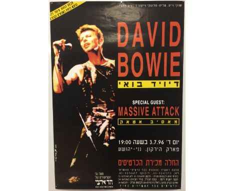 DAVID BOWIE ISRAEL POSTER. An original, unfolded poster measuring 18 x 26.5" for David Bowie and Massive Attack in Tel Aviv 1
