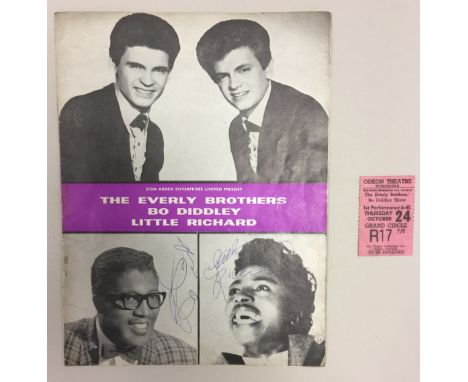 ROLLING STONES BO DIDDLEY LITTLE RICHARD SIGNED PROGRAMME & TICKET. This programme from 1963 headlined with Everly Brothers, 