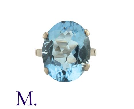 A Topaz Ring in white gold, set with a blue topaz weighing approximately 10.8ctSize: L1/2Weight: 4.6g 