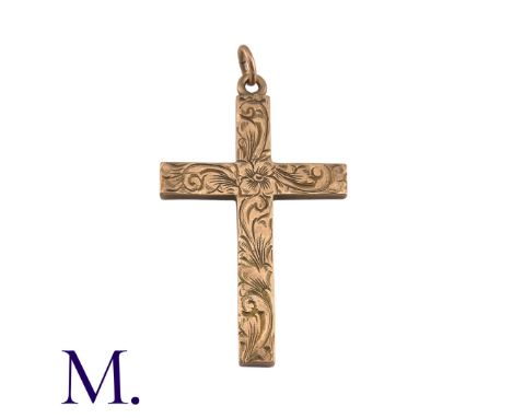 An Antique Gold Cross in 9K rose gold with engraved detailing. With 'Epiphany Guild' and 'Oct 30, 1912' inscribed to the reve
